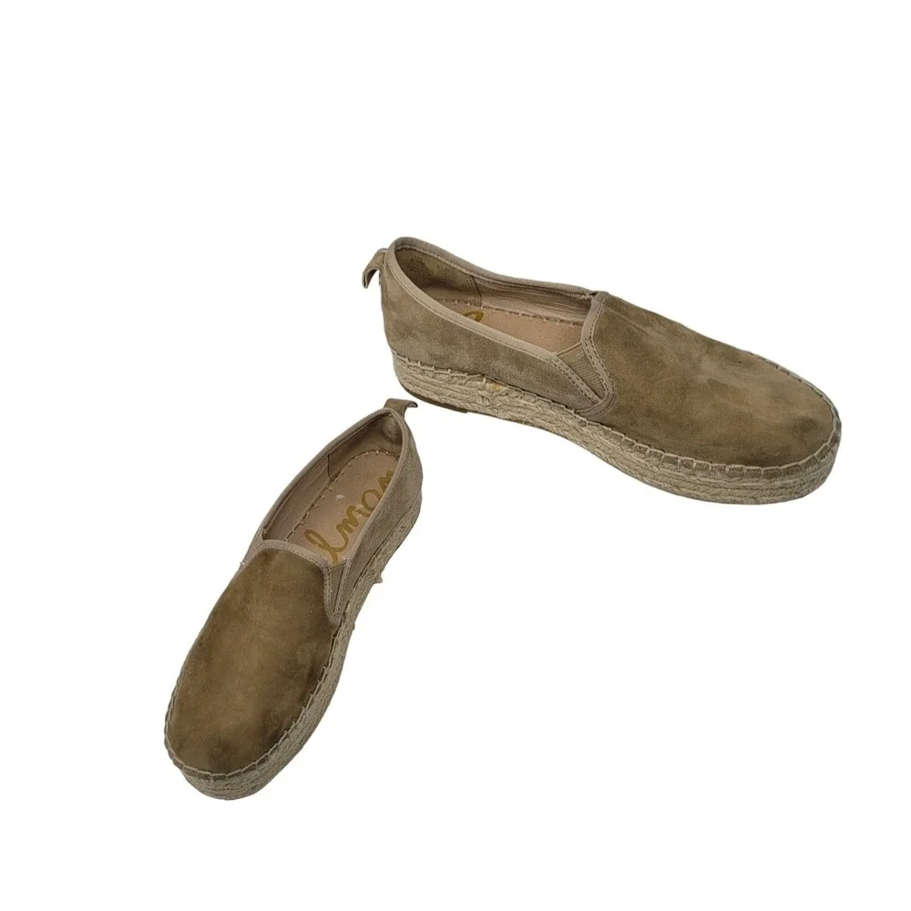 Sam Edelman Suede Leather Carrin‎ Espadrille Flat Shoes 6.5 Tan Casual Slip-On